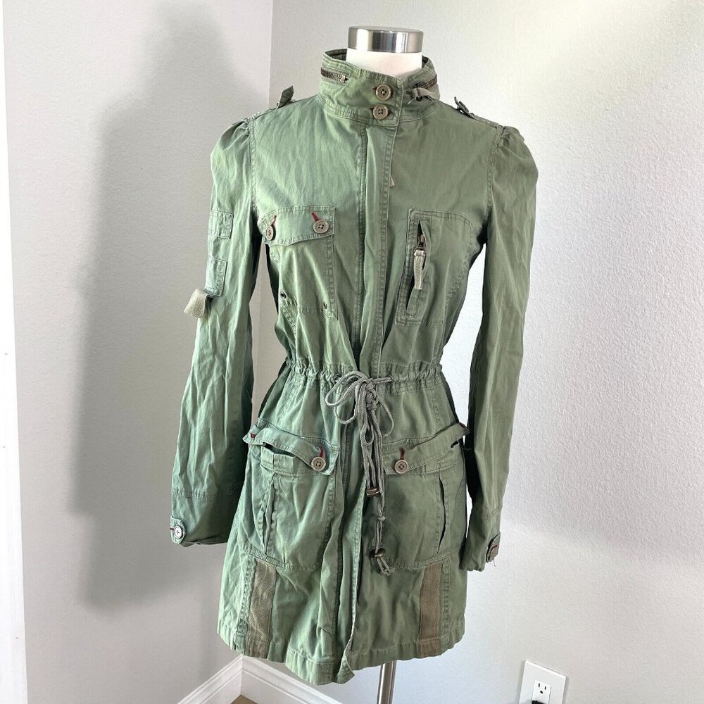 Love‎ from YA-YA Womens Large Green Utility Jacket Pockets Hidden Hood